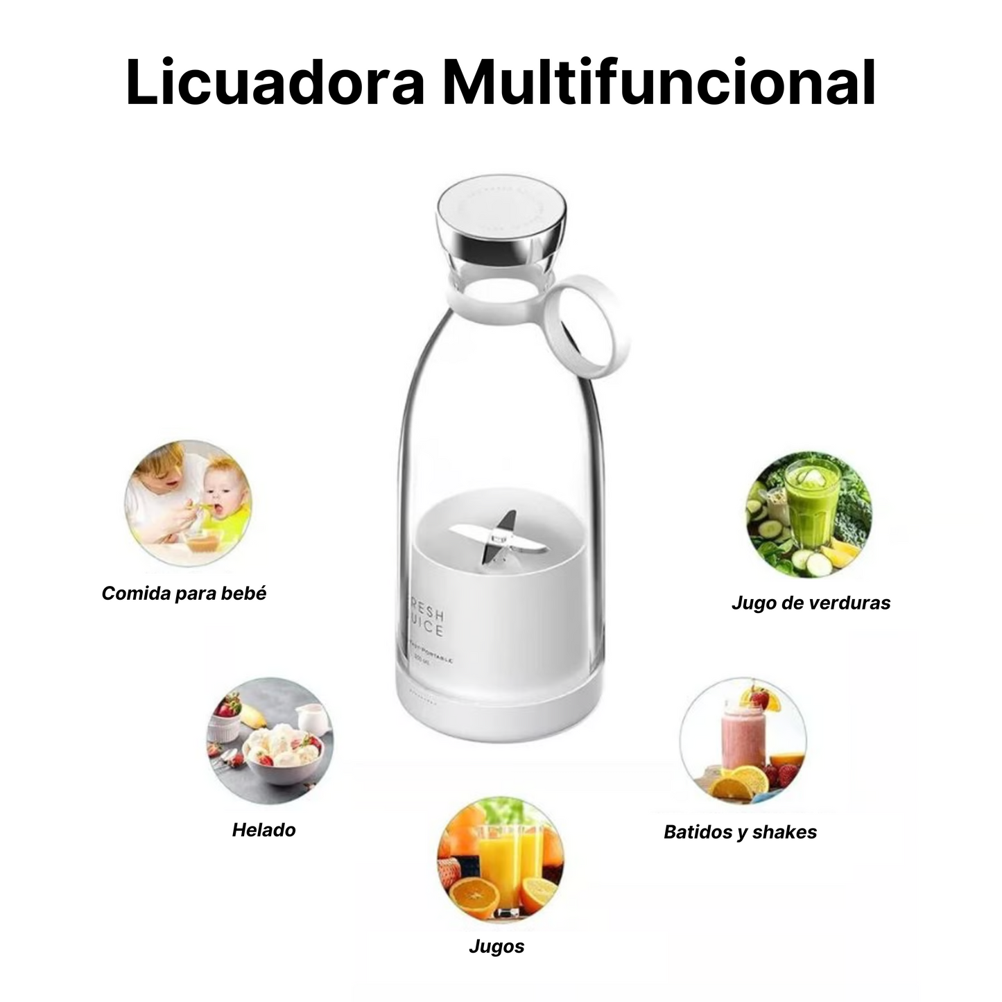 Botella Licuadora Recargable Portátil