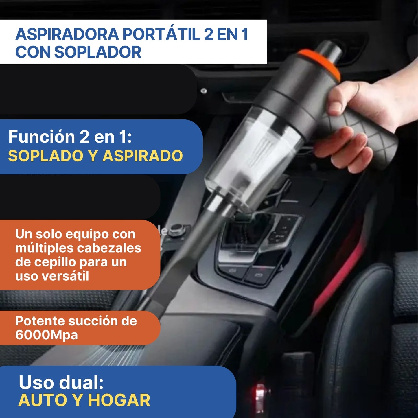 Aspiradora Portátil 2 en 1 con Soplador