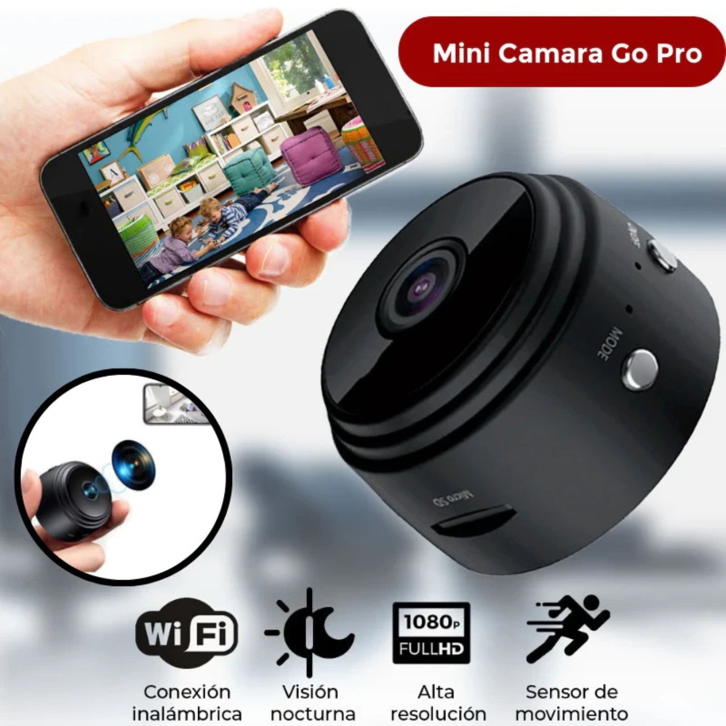 Mini Cámara de Vigilancia WiFi Magnética